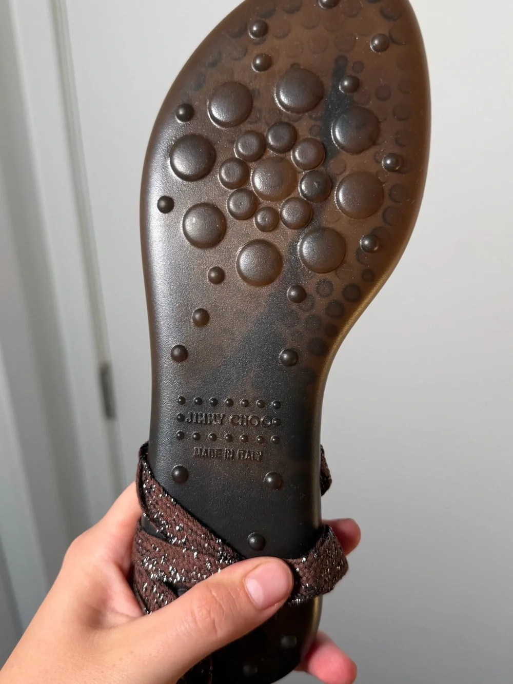 Jimmy Choo Brown Beaded Wrap Sandals - Picture 2 of 4